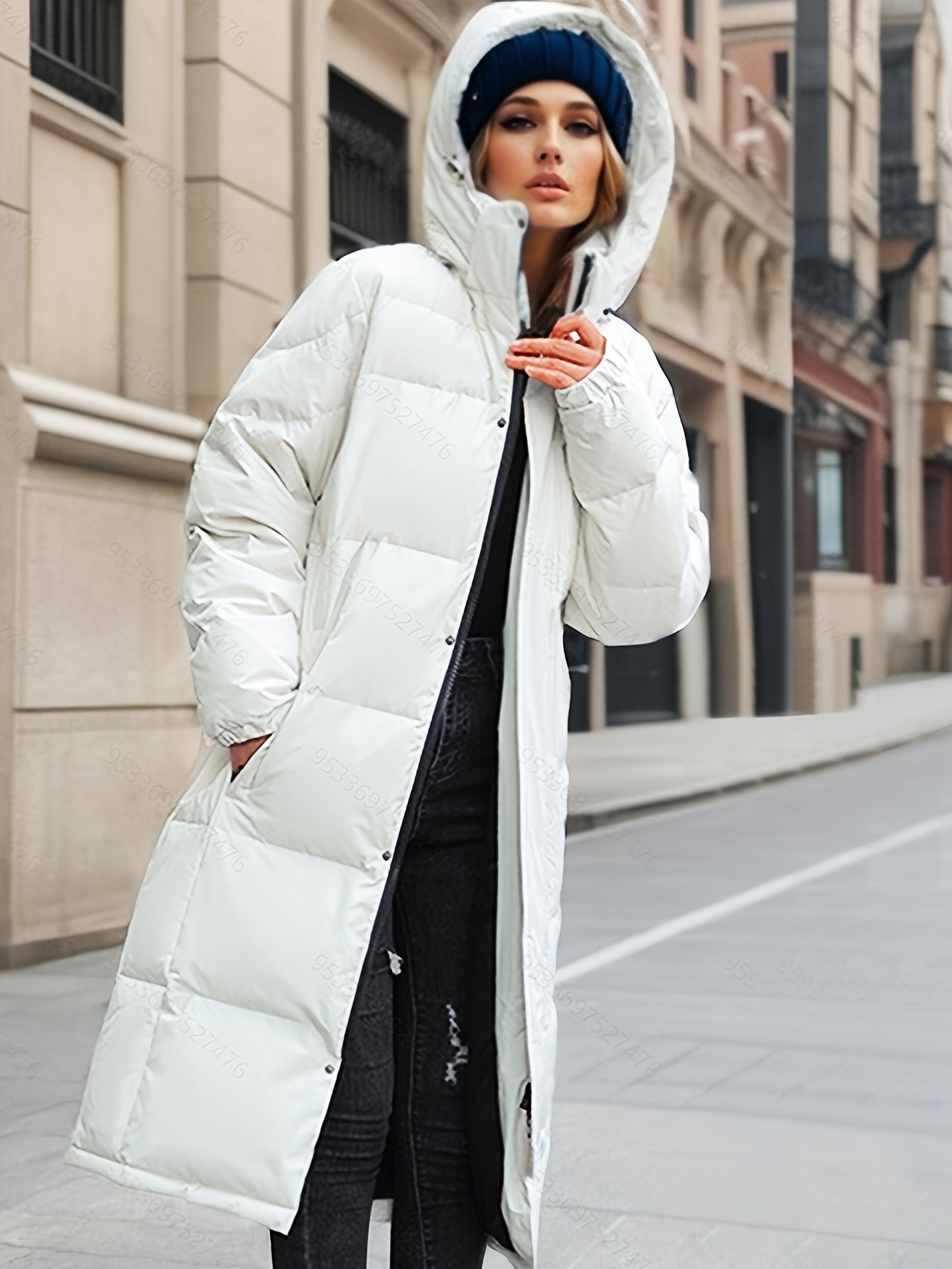 Kvinders Lang Dunfrakke Oversized Fit