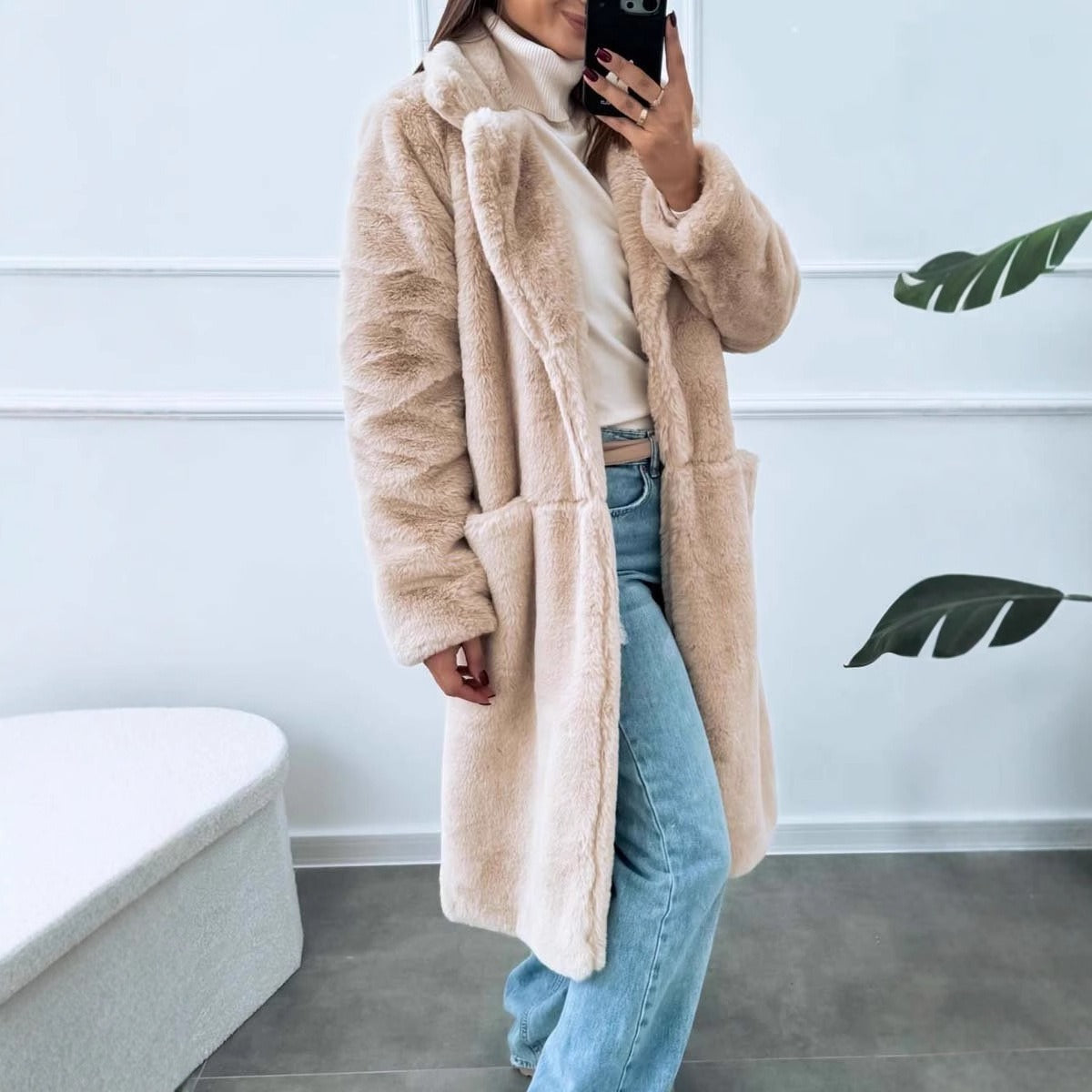 Kvinders Lang Frakke Oversized Pasform