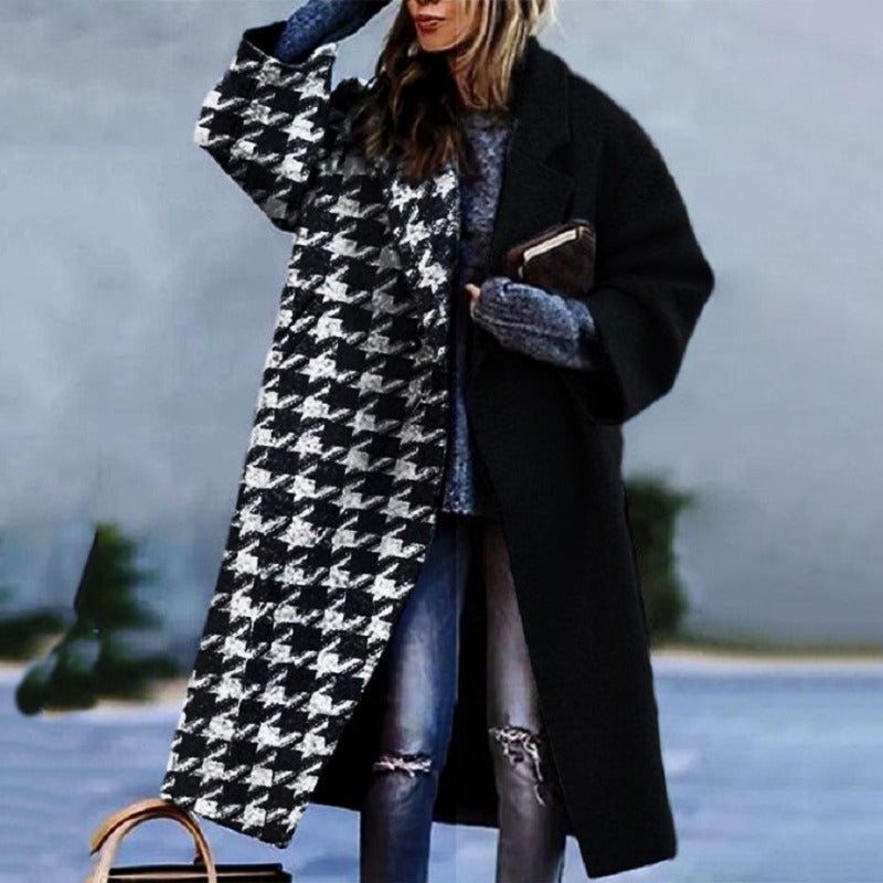 Kvinders Lang Frakke Uldblanding Oversized