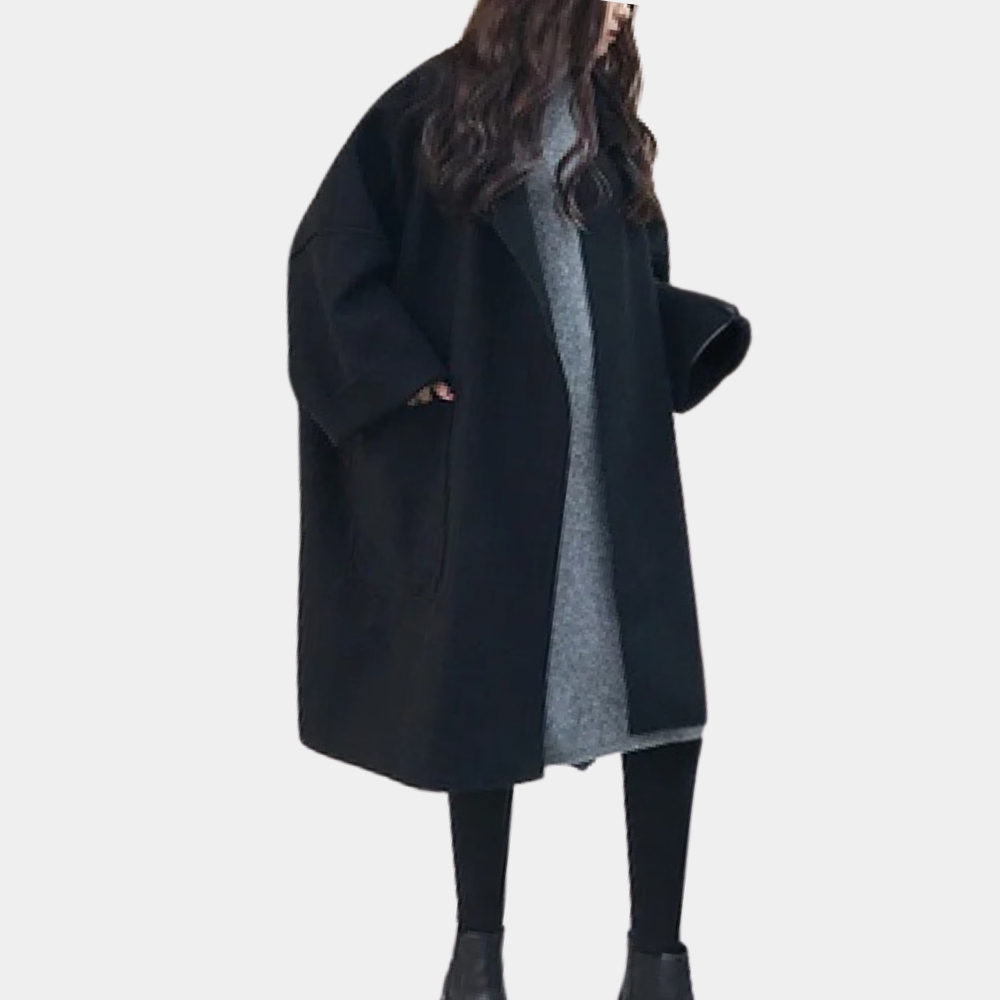 Kvinders Lang Frakke med Vintage Stil