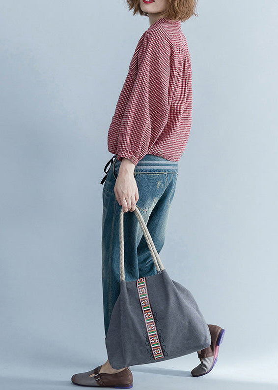 Kvinders Langærmet Tunika Plaid Design Moderne