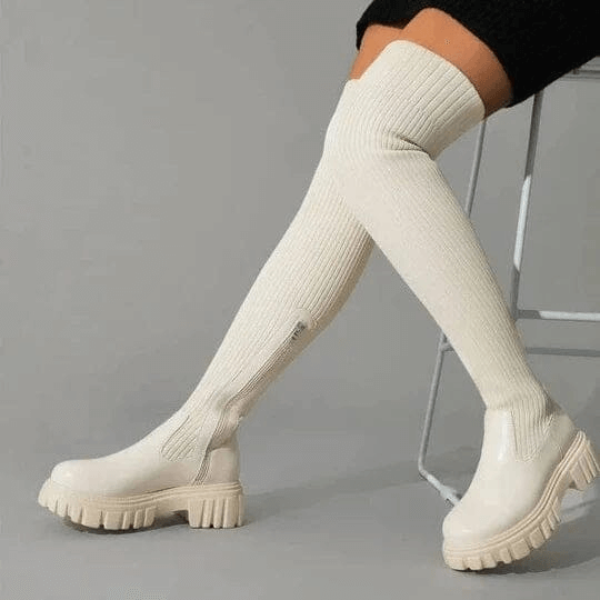 Kvinders Lårhøje Stretchstøvler Trendy