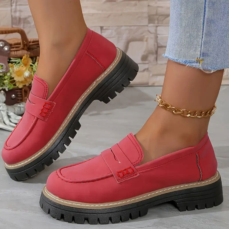Kvinders Loafers i Suede med Chunky Sål