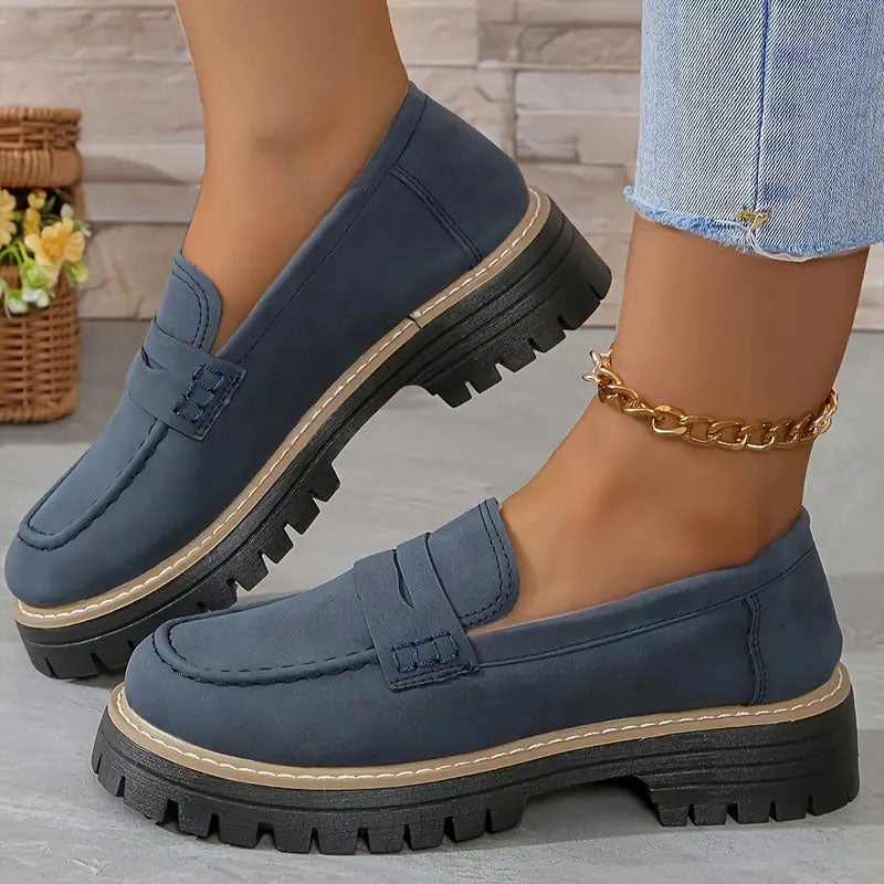 Kvinders Loafers i Suede med Chunky Sål