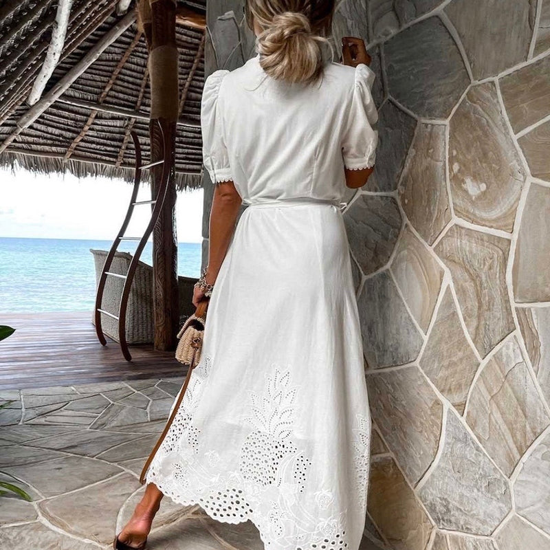 Kvinders Maxi Kjole Broderet Polyester Komfortabel Sommerkjole
