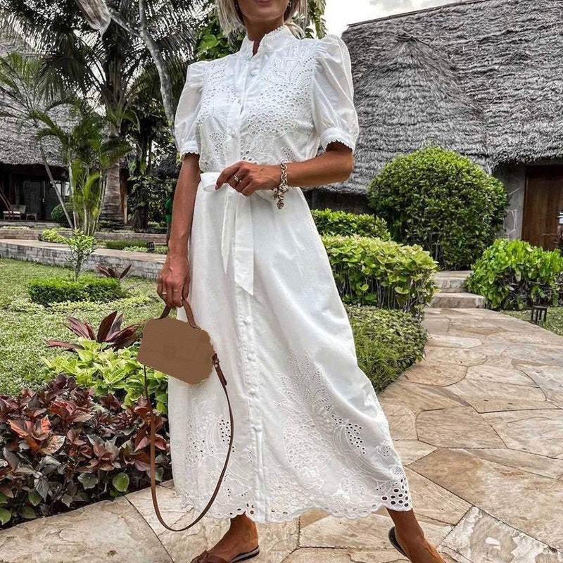 Kvinders Maxi Kjole Broderet Polyester Komfortabel Sommerkjole