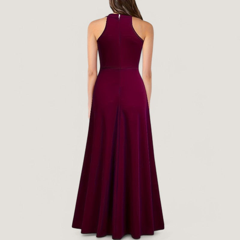 Kvinders Maxi Kjole Halterneck Polyester Uden Ærmer