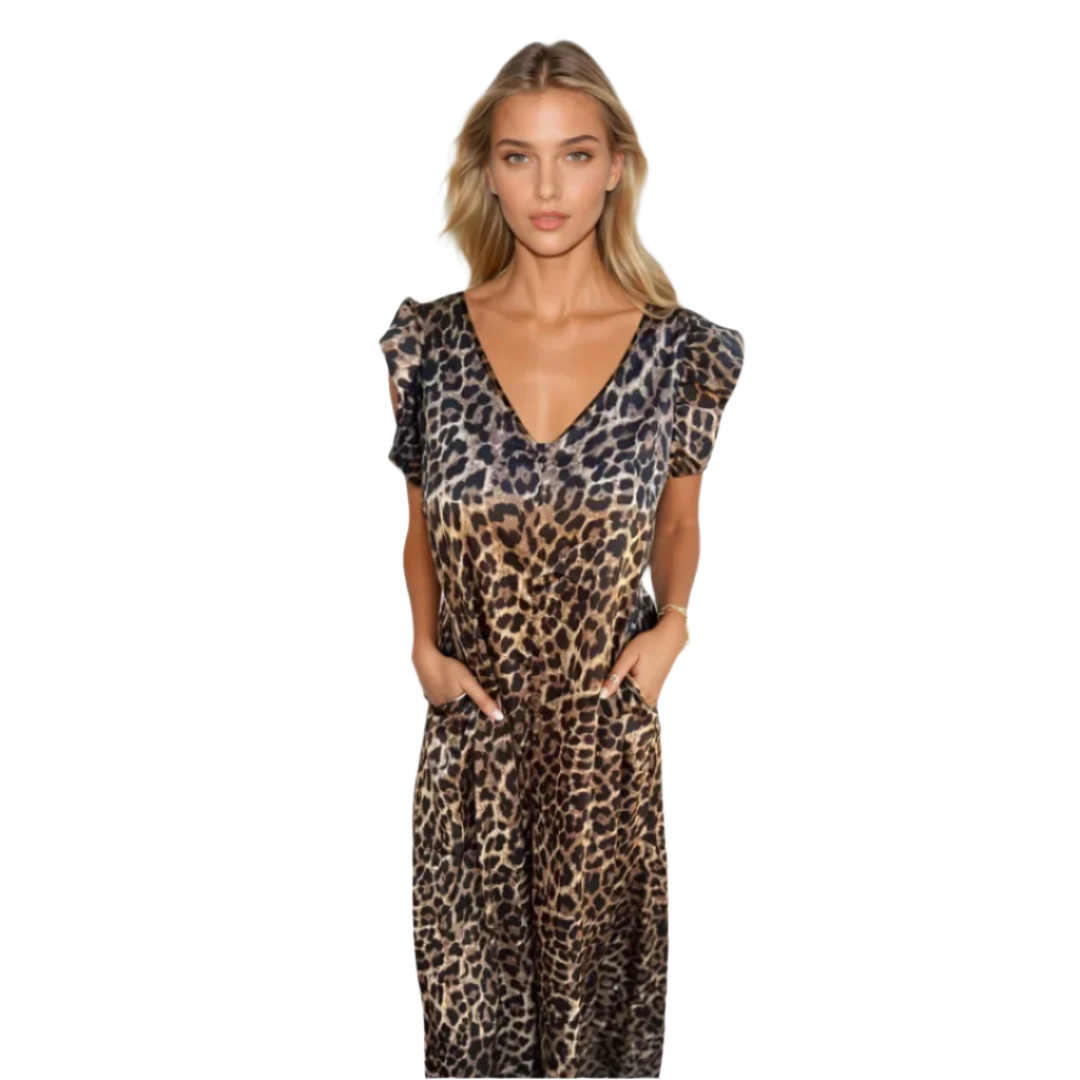 Kvinders Maxi Kjole Leopard Print Design