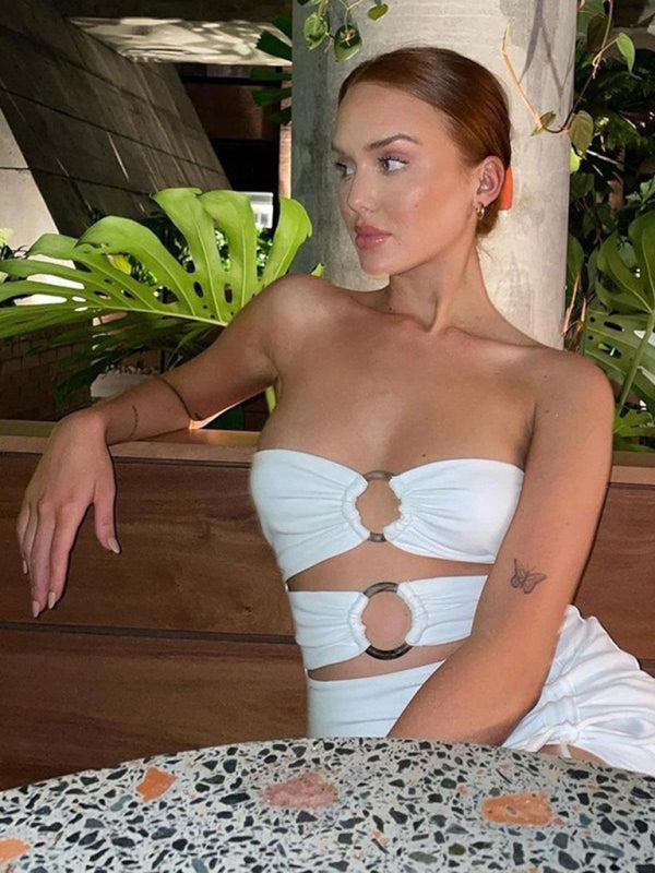 Kvinders Maxi Kjole One-Shoulder Høj Slids Tube Top