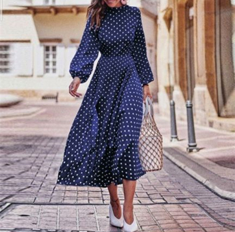 Kvinders Maxi Kjole Polka Dot Langærmet