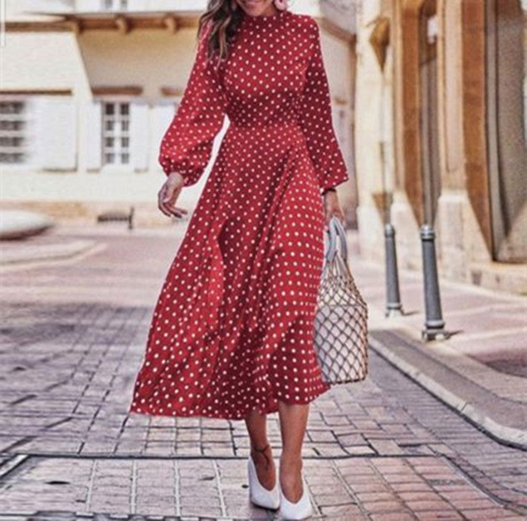 Kvinders Maxi Kjole Polka Dot Langærmet