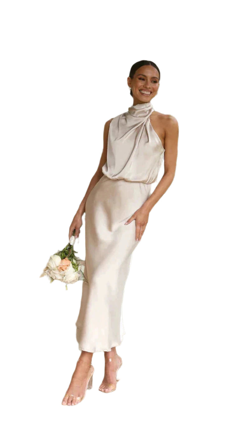 Kvinders Maxi Kjole Satin Tidløs Design