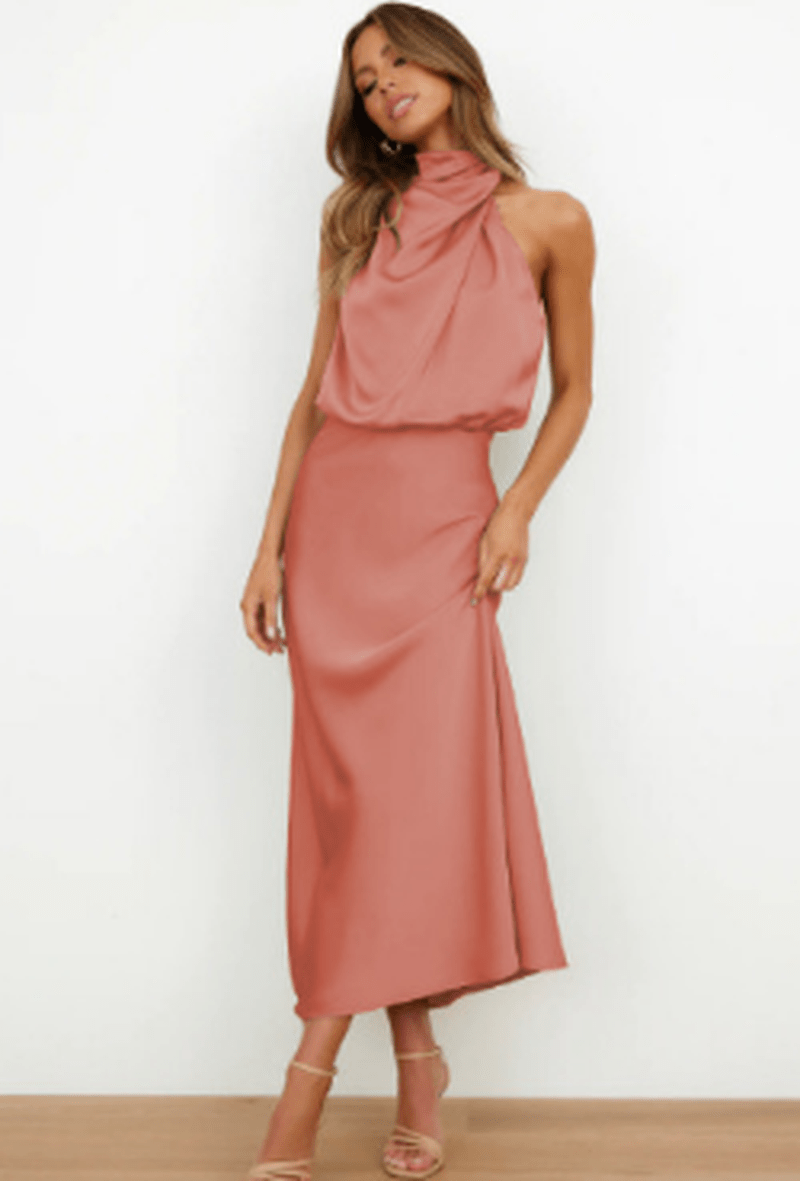 Kvinders Maxi Kjole Satin Tidløs Design