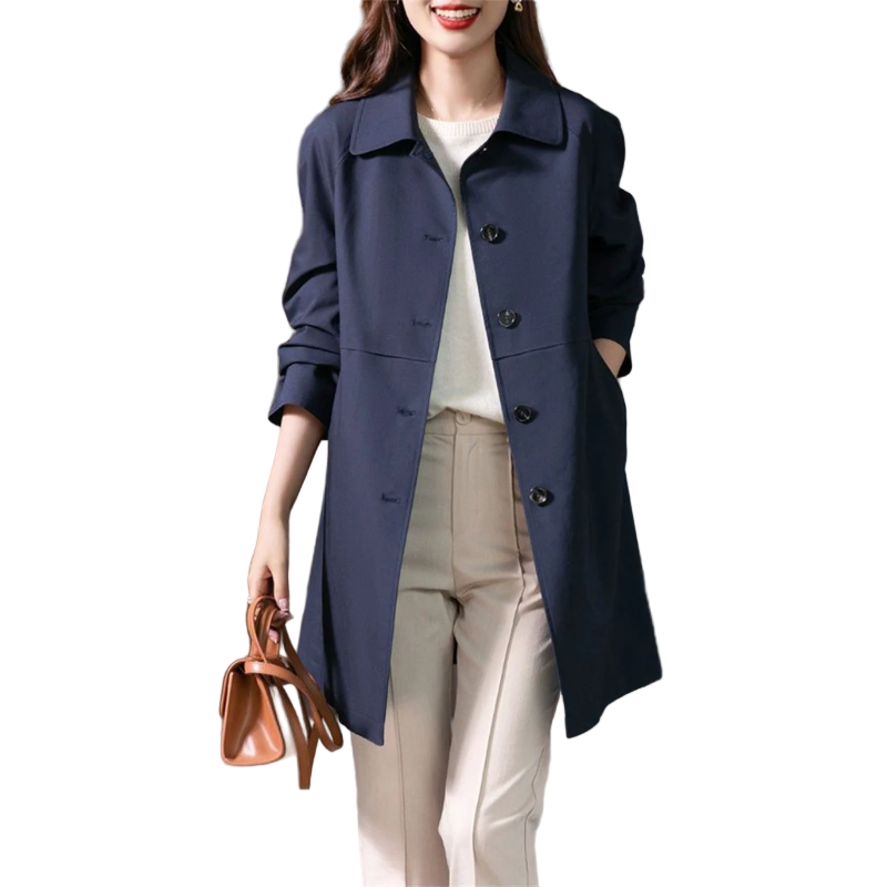 Kvinders Mellemlang Trenchcoat Klassisk Stil