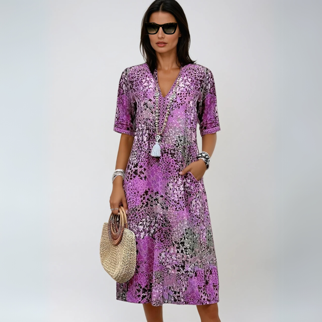 Kvinders Mid-Length Kjole Boho-Chic Design