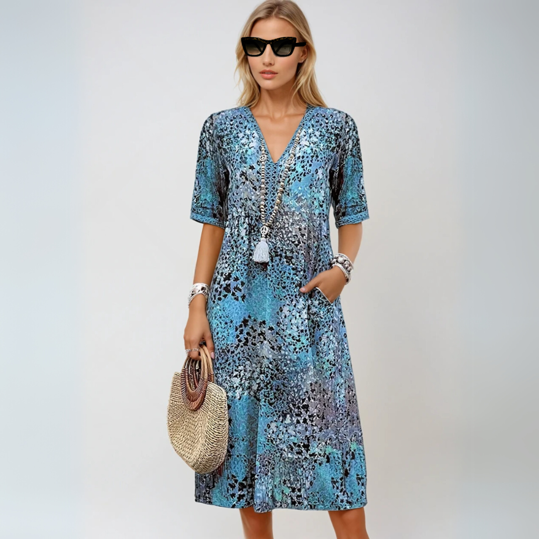 Kvinders Mid-Length Kjole Boho-Chic Design