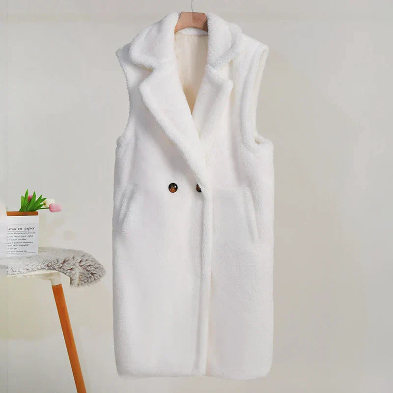 Kvinders Mid-Length Teddy Coat Oversized Pasform