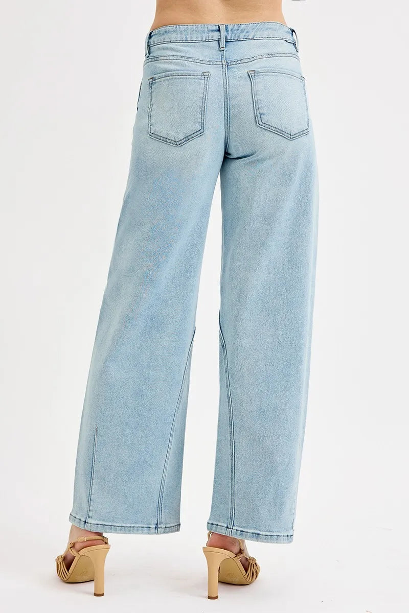 Kvinders Mid Rise Fit Barrel Jeans Stræk Bomuld