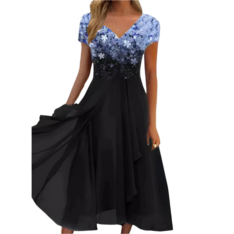 Kvinders Midi Kjole Blomstret Chiffon