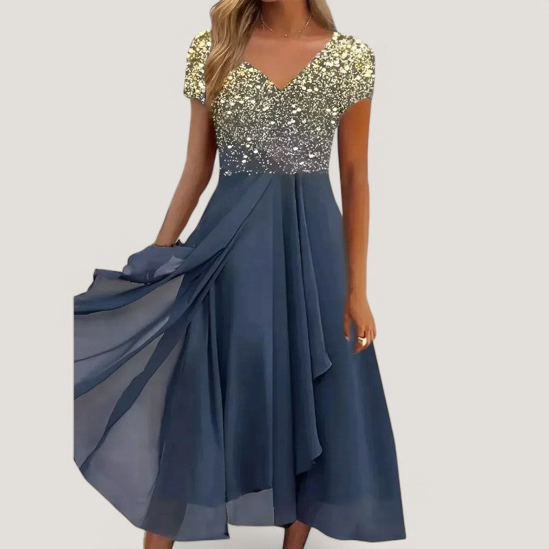 Kvinders Midi Kjole Blomstret Chiffon
