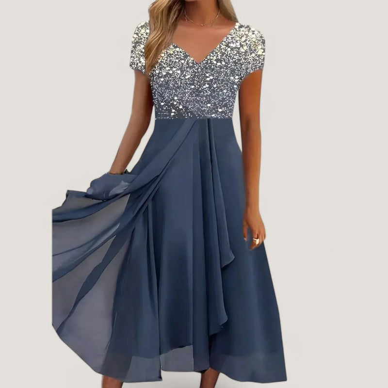 Kvinders Midi Kjole Blomstret Chiffon
