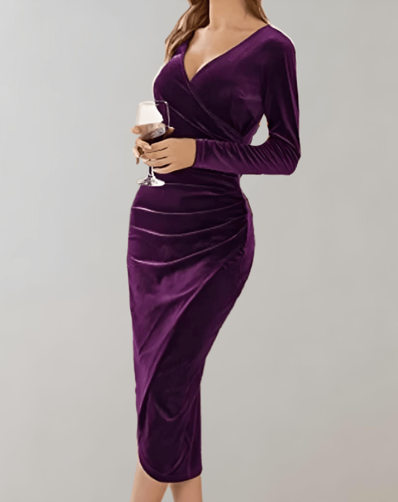Kvinders Midi Kjole Bodycon Velour