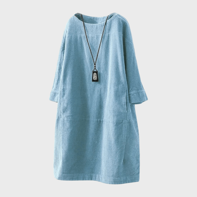 Kvinders Midi Kjole i Velour med Vintage Stil