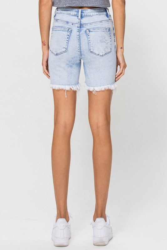 Kvinders Midi Shorts Høj Talje Denim