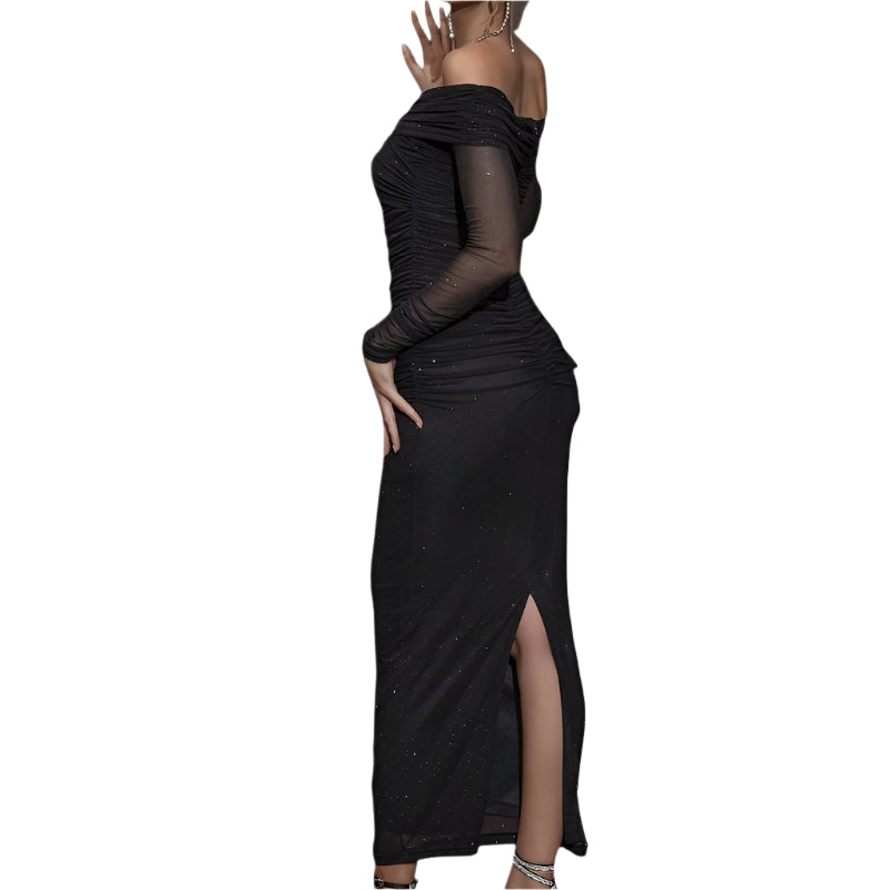 Kvinders Off-Shoulder Kjole med Lange Ærmer
