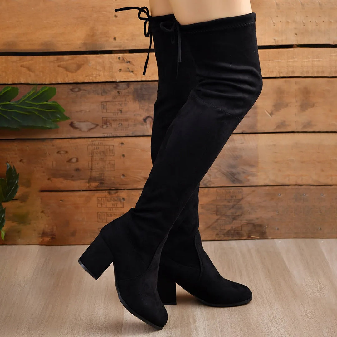 Kvinders Over-the-Knee Støvler Suede Blokhæle