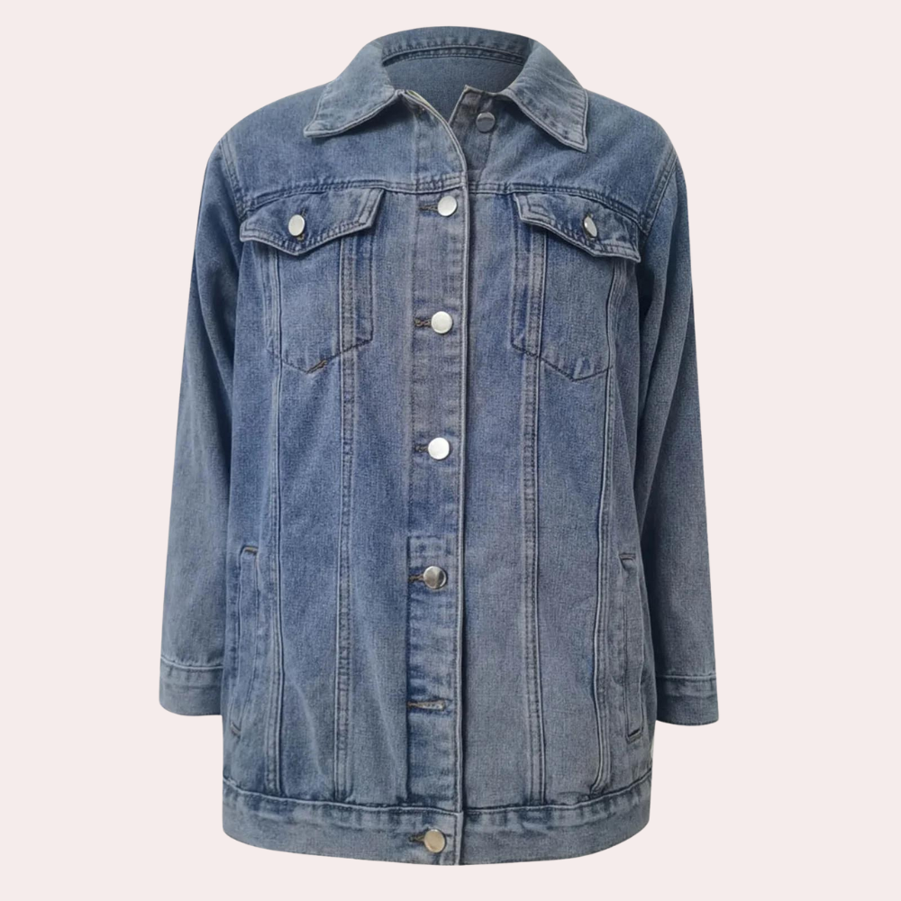 Kvinders Oversize Retrojakke med Klassisk Design