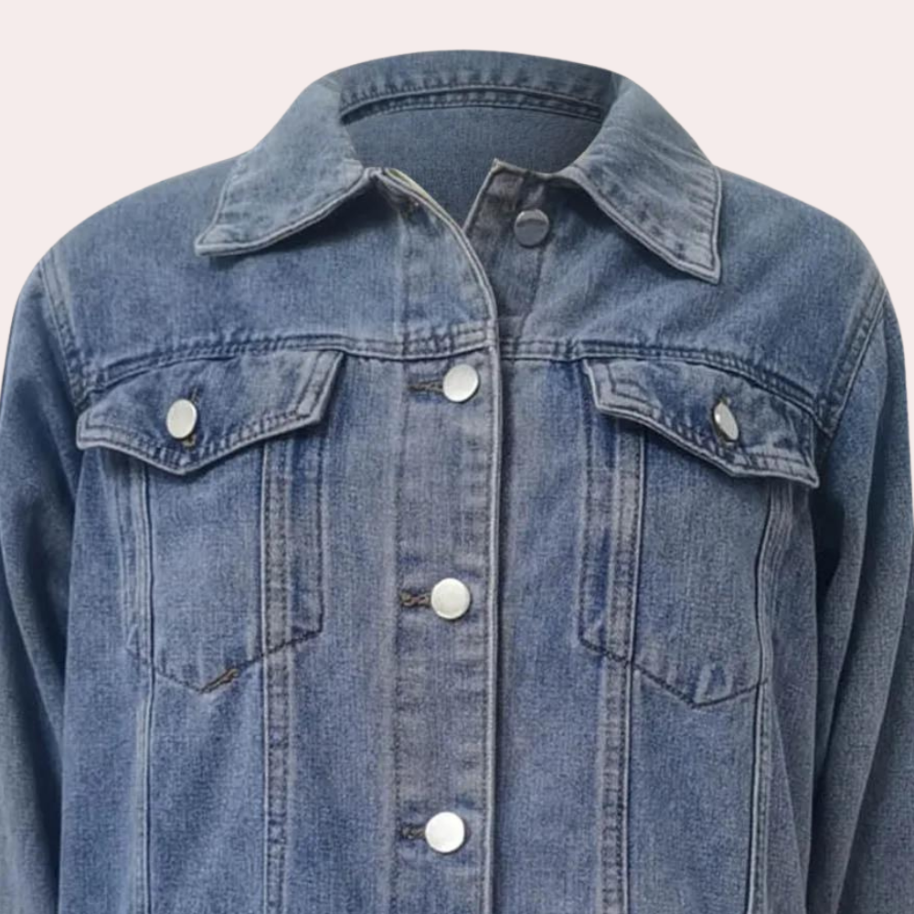 Kvinders Oversize Retrojakke med Klassisk Design