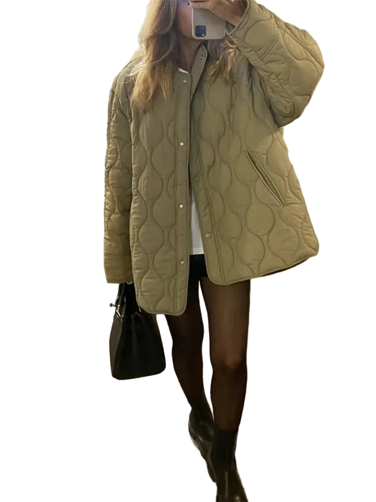 Kvinders Oversized Quiltet Jakke til Efterår og Vinter
