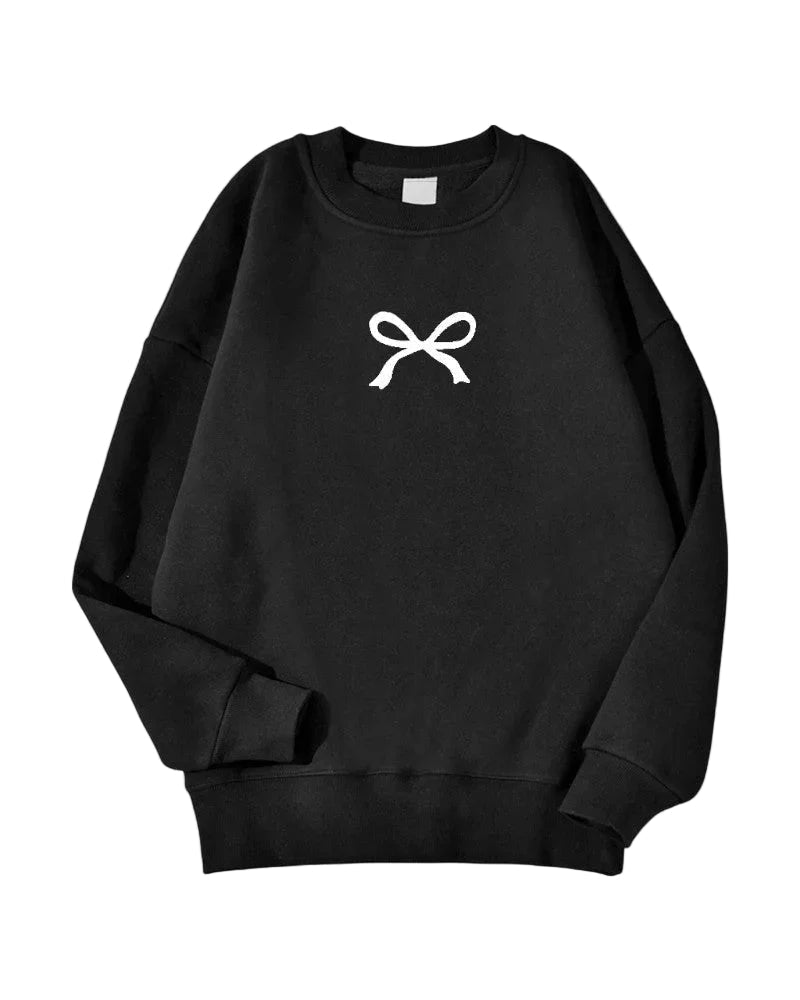 Kvinders Oversized Sweatshirt med Sløjfeprint