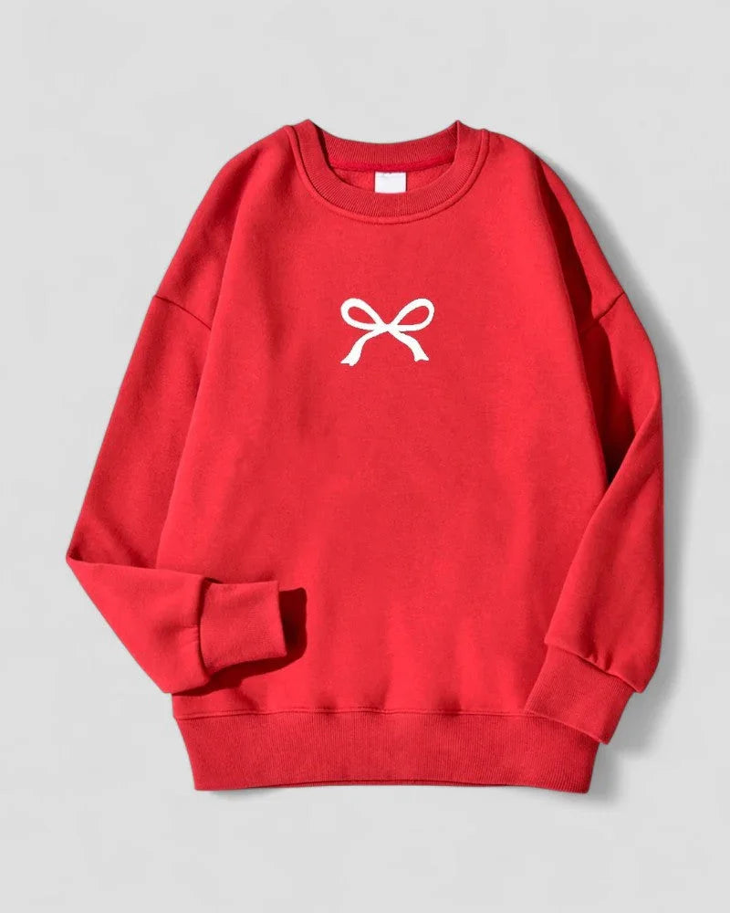 Kvinders Oversized Sweatshirt med Sløjfeprint