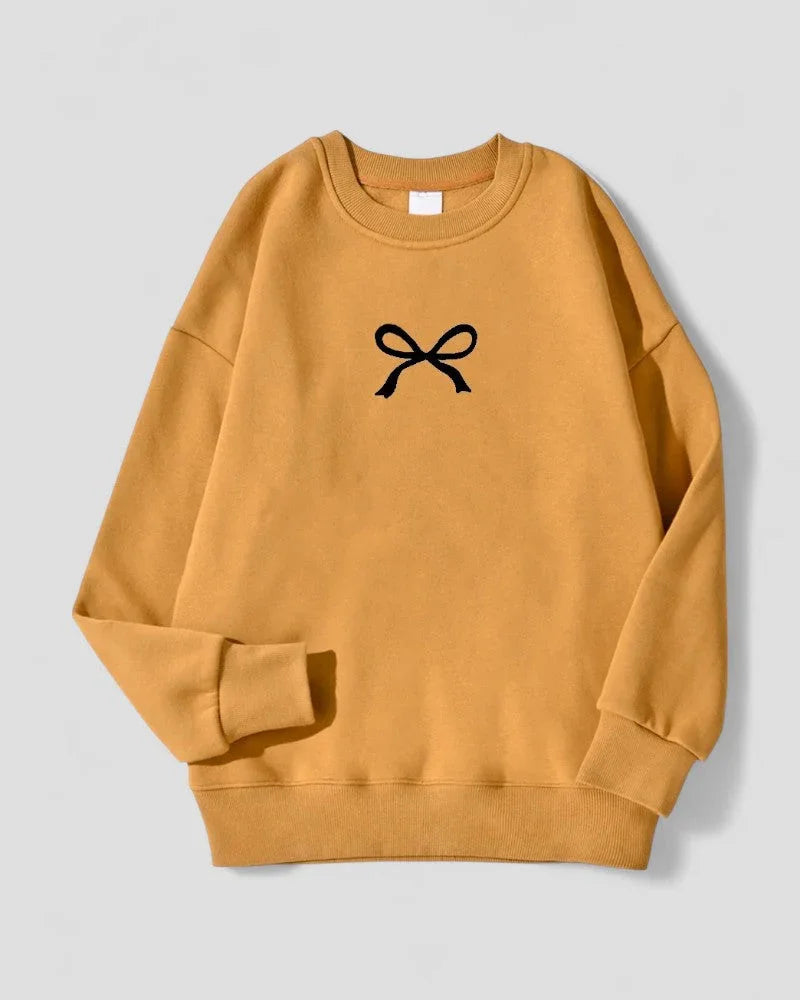 Kvinders Oversized Sweatshirt med Sløjfeprint