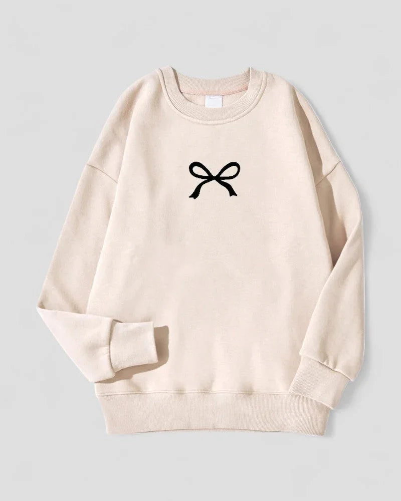 Kvinders Oversized Sweatshirt med Sløjfeprint