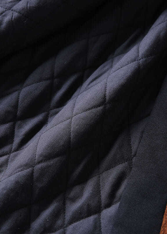 Kvinders Parka Med Hætte Og Knaplommer Patchwork Design