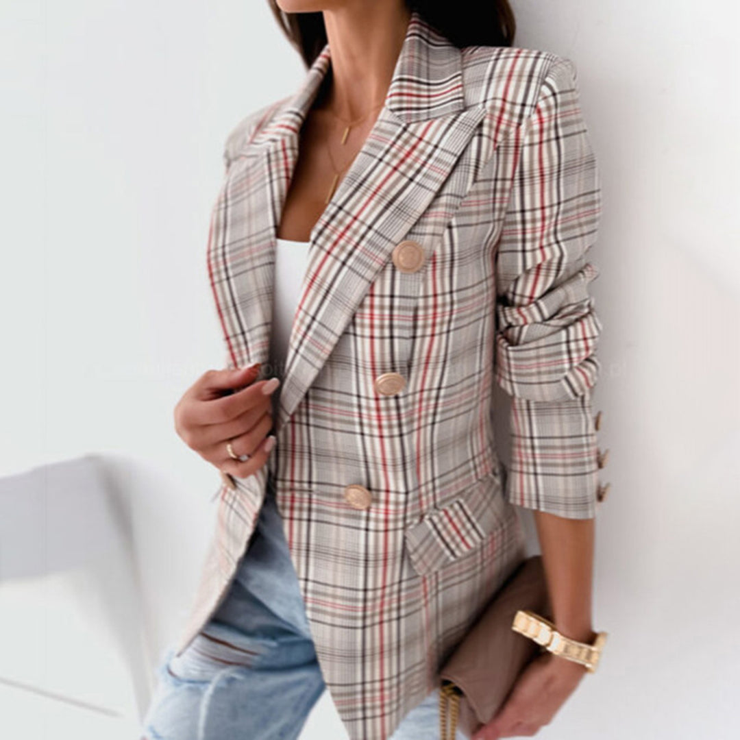 Kvinders Plaid Blazer med Termisk Foring