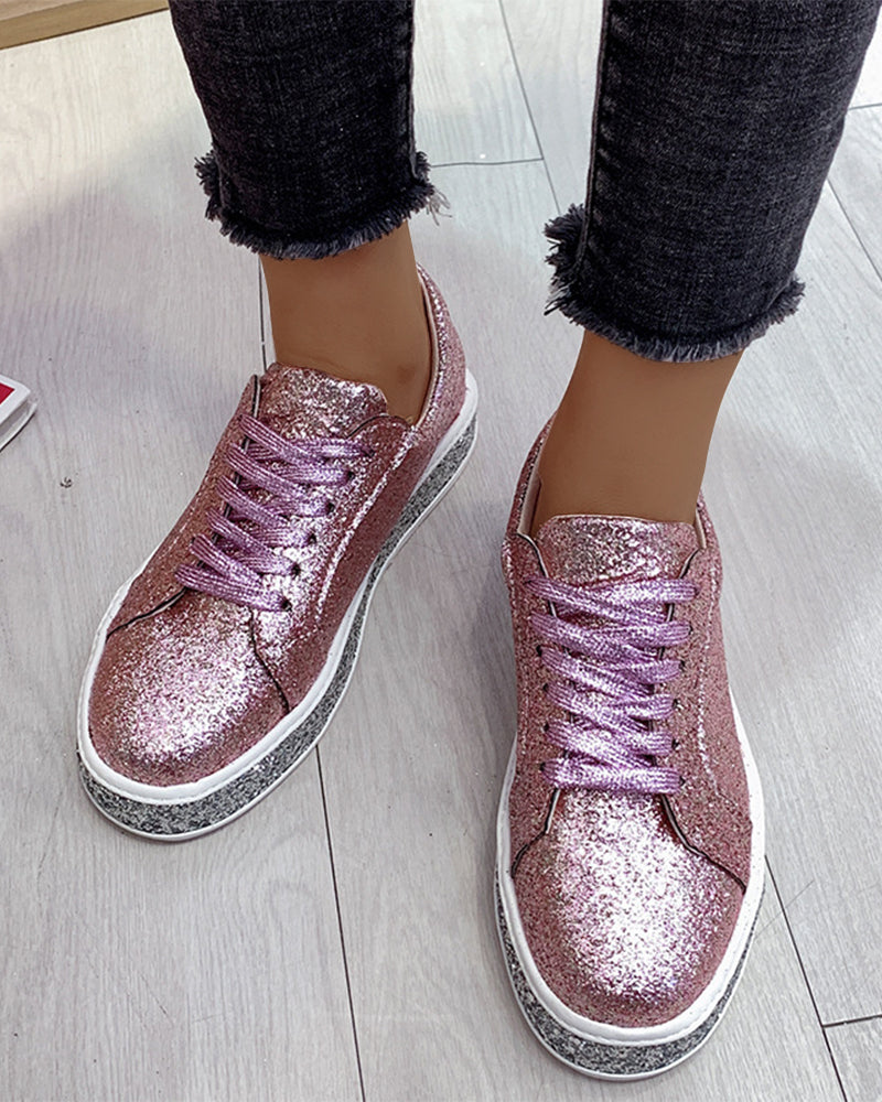 Kvinders Platform Sneakers Glitter Casual Stylish