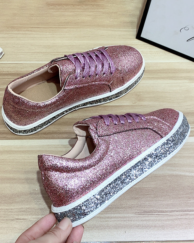 Kvinders Platform Sneakers Glitter Casual Stylish