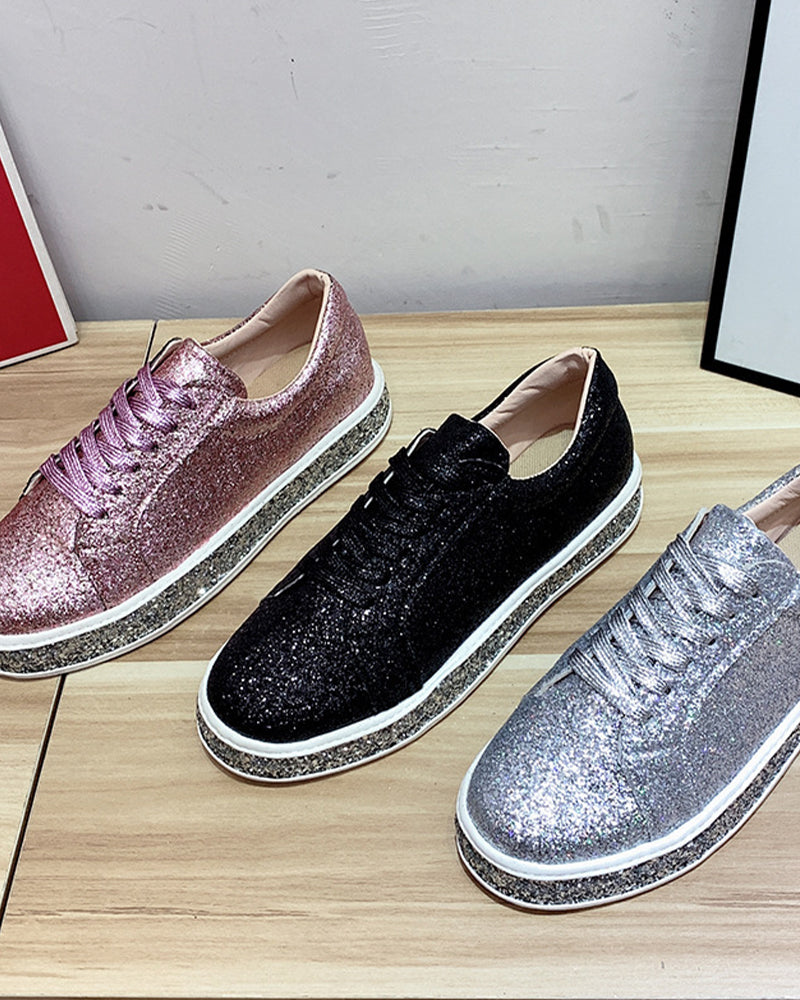 Kvinders Platform Sneakers Glitter Casual Stylish