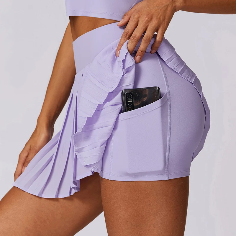 Kvinders Plisseret Flow Skirt med Indbyggede Shorts