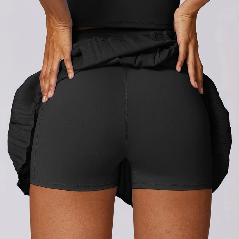 Kvinders Plisseret Flow Skirt med Indbyggede Shorts