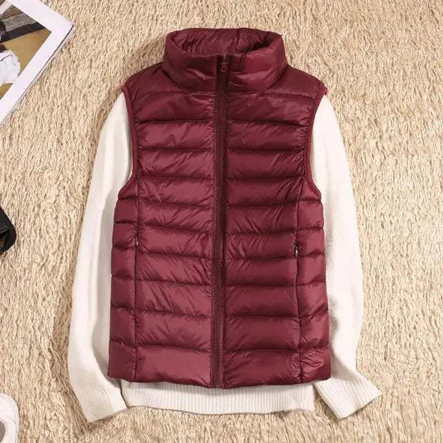 Kvinders Puffer Vest Uden Ærmer - Let og Varm Lag