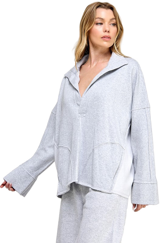 Kvinders Pullover V-Hals Dolman Ærme Blødt Materiale