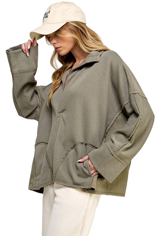Kvinders Pullover V-Hals Dolman Ærme Blødt Stof