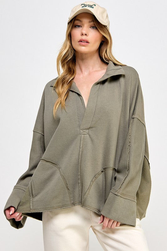 Kvinders Pullover V-Hals Dolman Ærme Blødt Stof