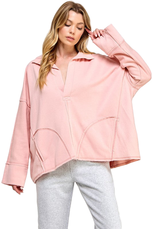 Kvinders Pullover V-Hals Dolman Ærmer Blødt Strikstof
