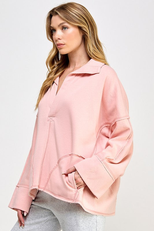 Kvinders Pullover V-Hals Dolman Ærmer Blødt Strikstof